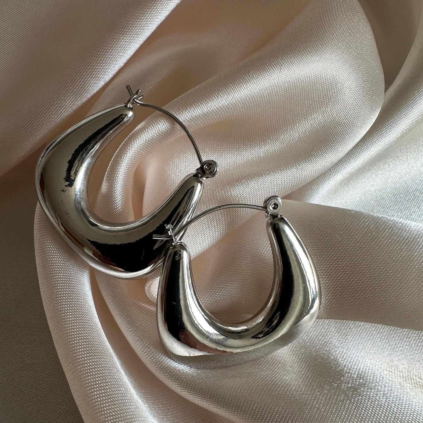 Silver Thick Hoop Earrings: Upcycled Brass, 2.5cm