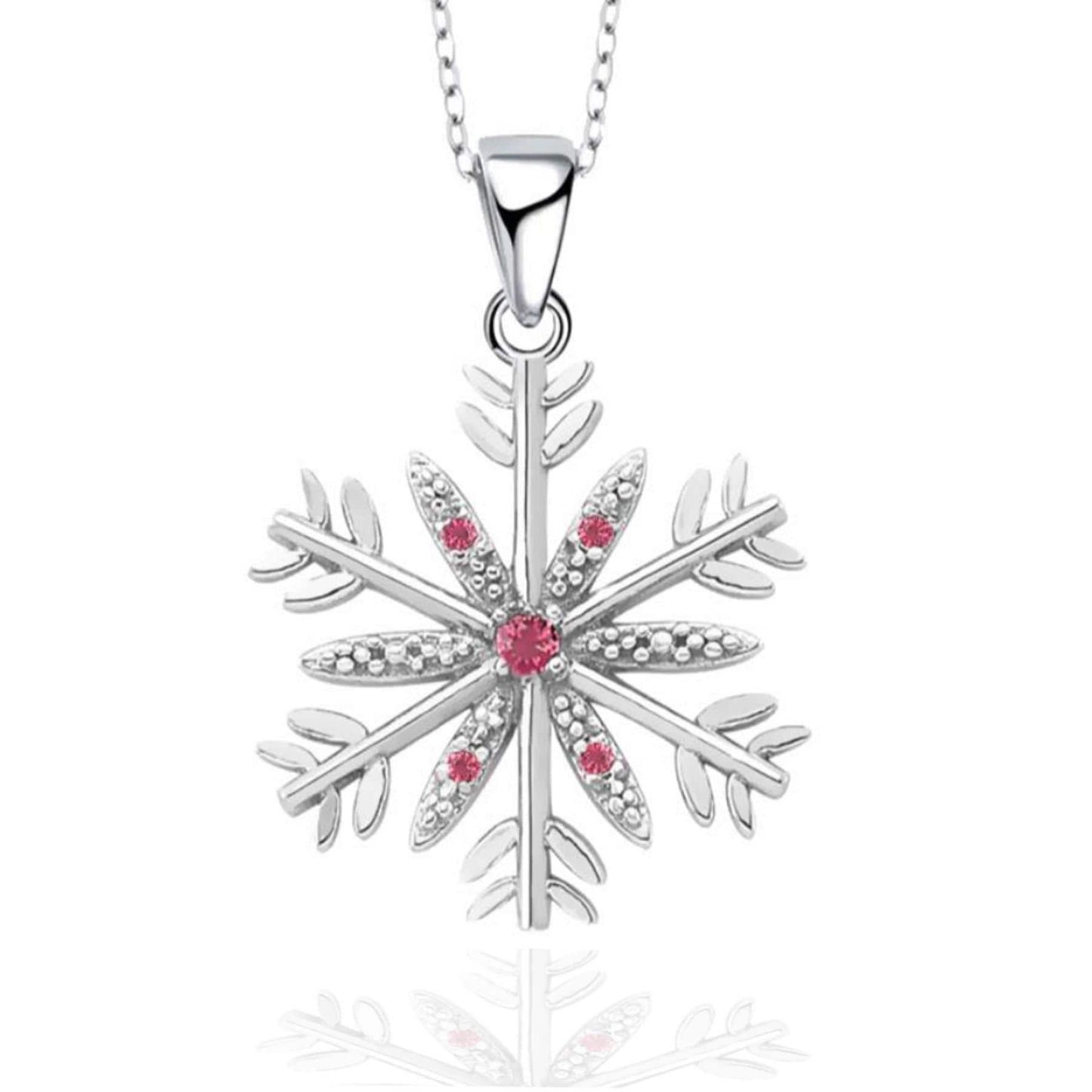 Sterling Silver Snowflake Necklace- Zircon Winter Pendant