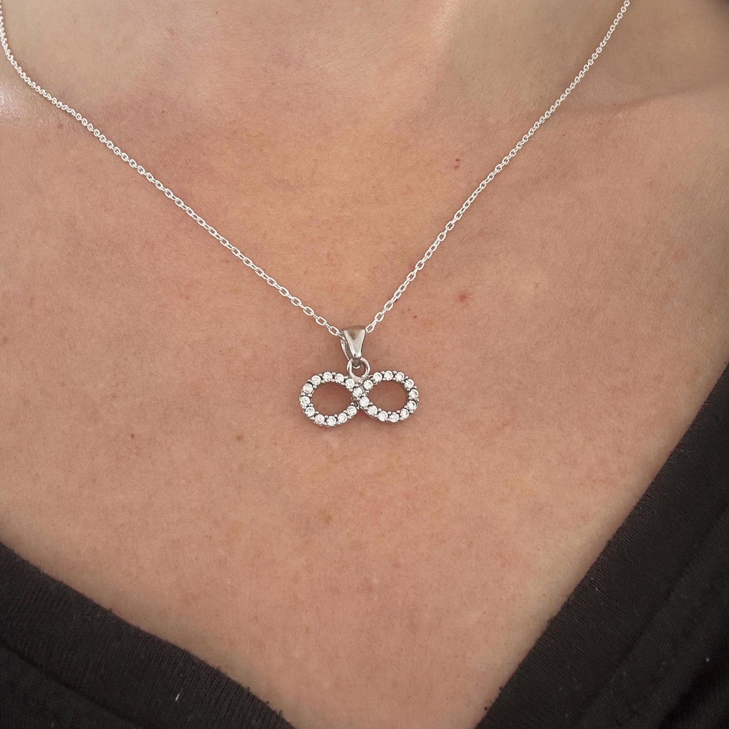 Infinity Zircon Sterling Silver Necklace -