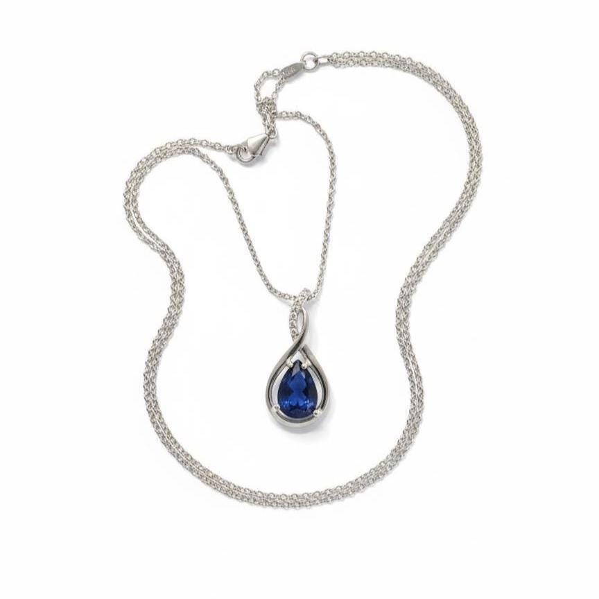 Royal Blue Sapphire Infinity Necklace -September Birthstone Pendant-925 Sterling Silver