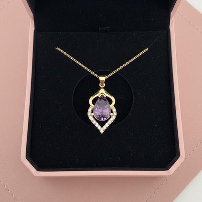 Gold Vermeil Amethyst Pendant Necklace -February Birthstone -