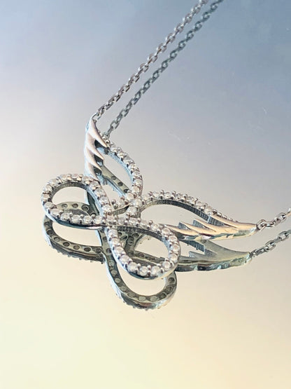Angel Wing Infinity Necklace - Stunning Sterling Silver Eternity Pendant -