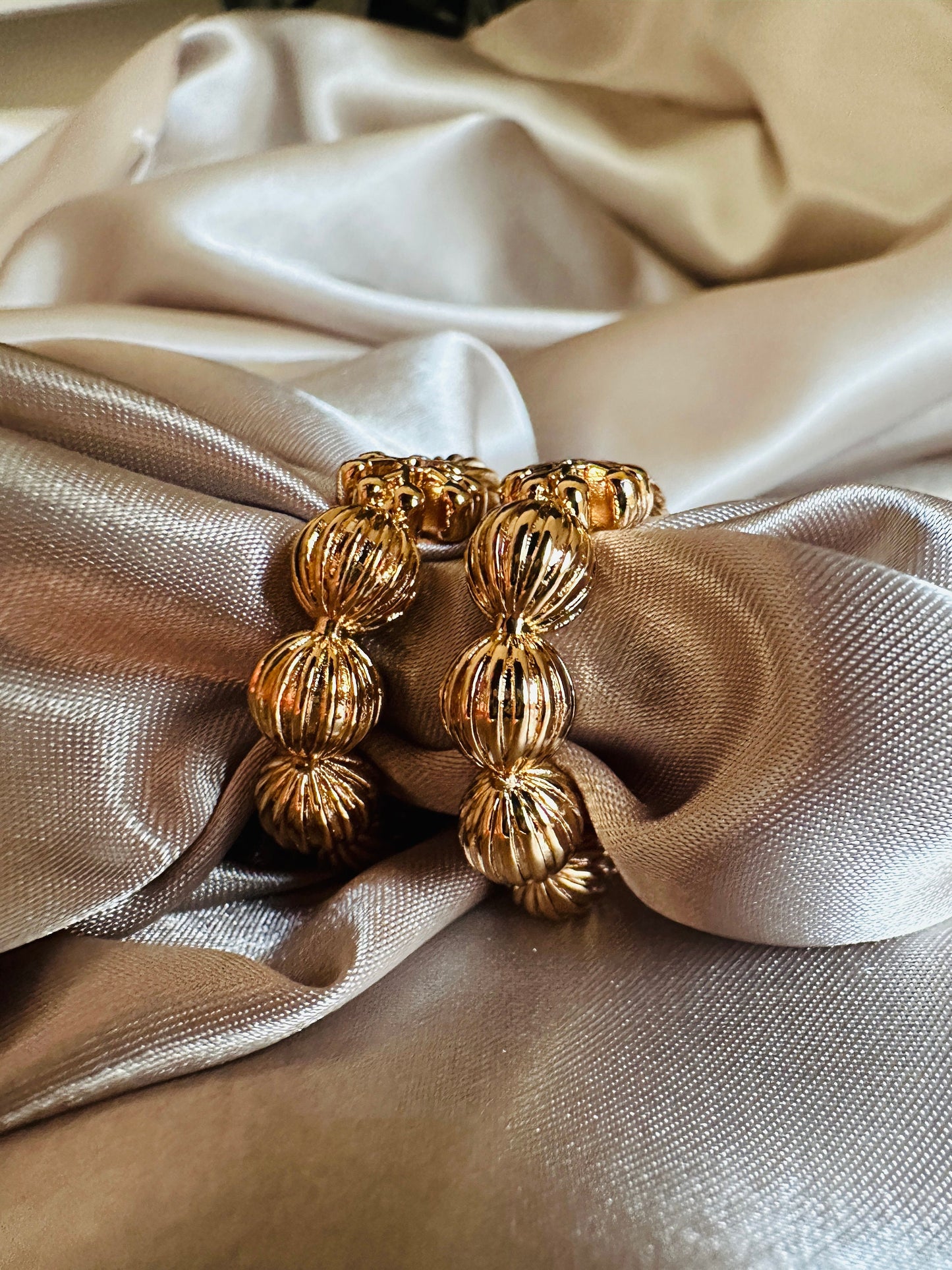 Claudine Gold Hoop Earrings: Beaded Design