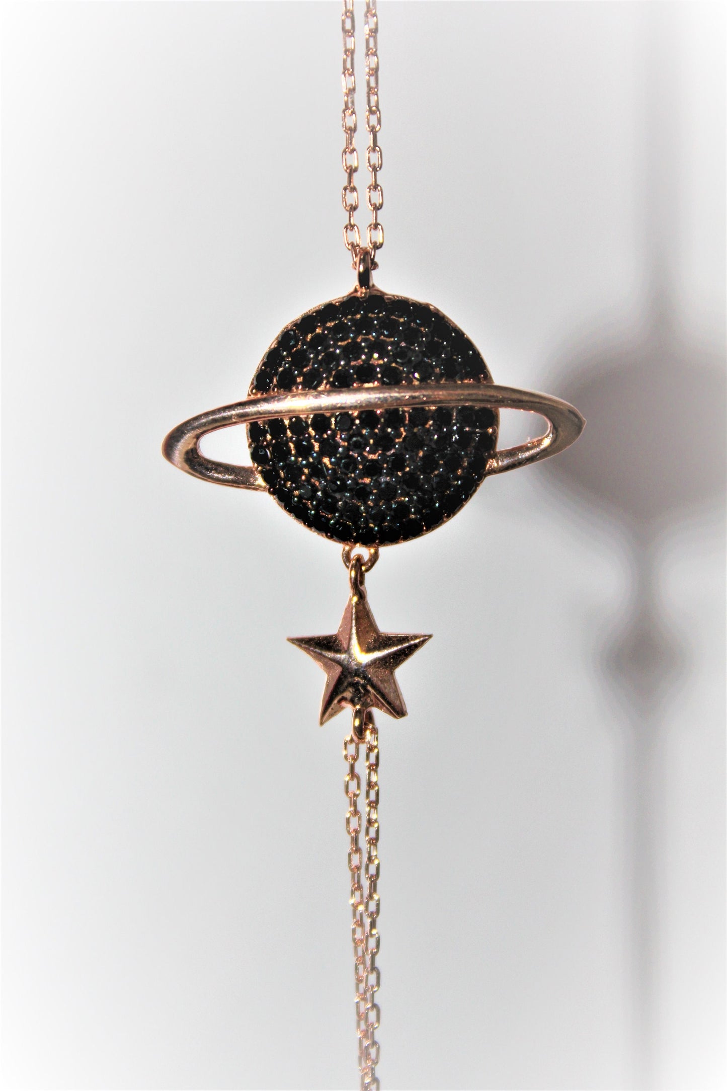 Sterling Silver Saturn Bracelet featuring Black Zircon Planet - Celestial Chic-Exclusive Gift for Her