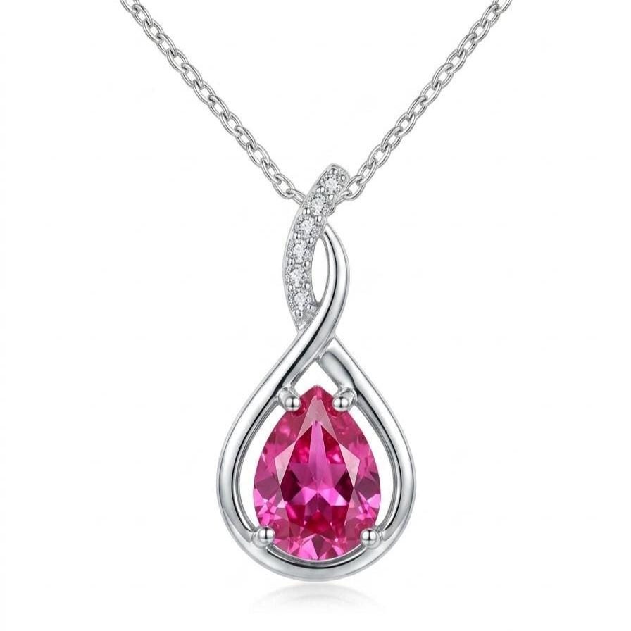 Ruby Infinity Necklace - July Birthstone Pendant - Gift For Her