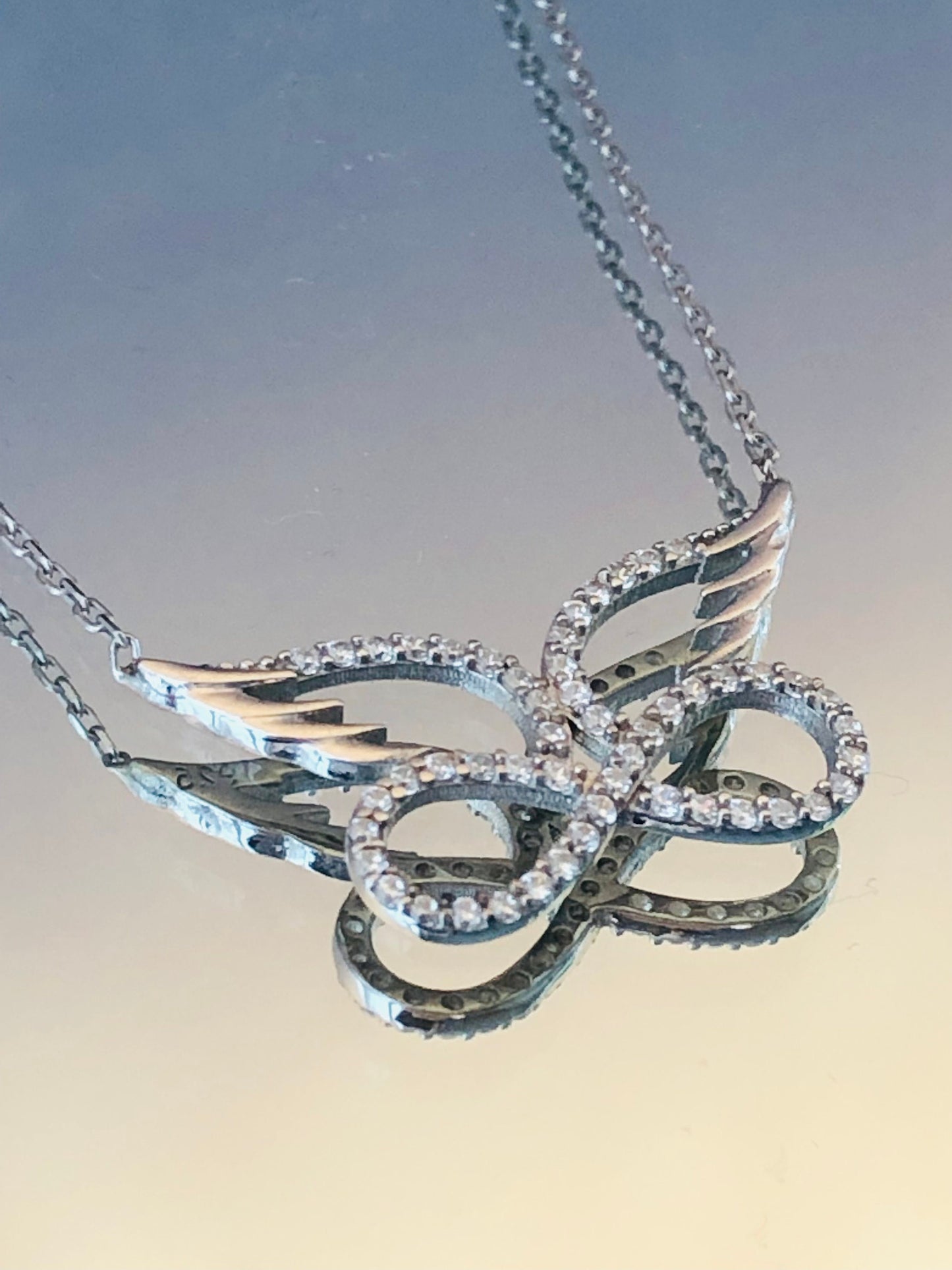 Angel Wing Infinity Necklace - Stunning Sterling Silver Eternity Pendant -