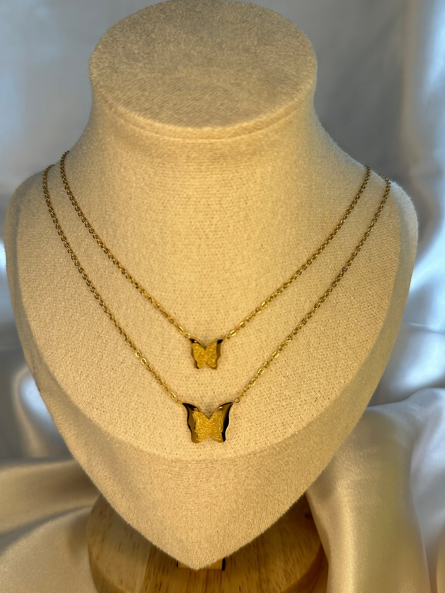 Gold Butterfly Necklace: 18K Steel Pendant, Anti-Tarnish