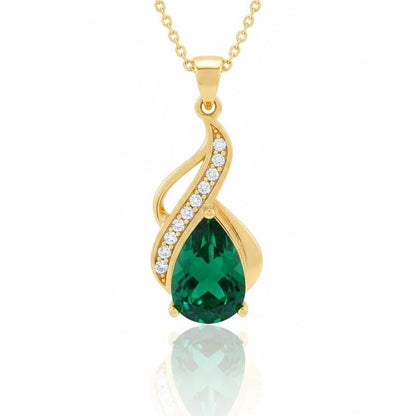 Emerald Teardrop Necklace – Gold Vermeil May Birthstone