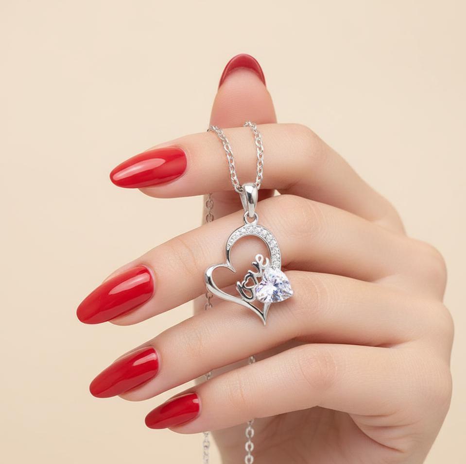 Heart-Shaped Zircon Pendant Necklace - Handmade with Love