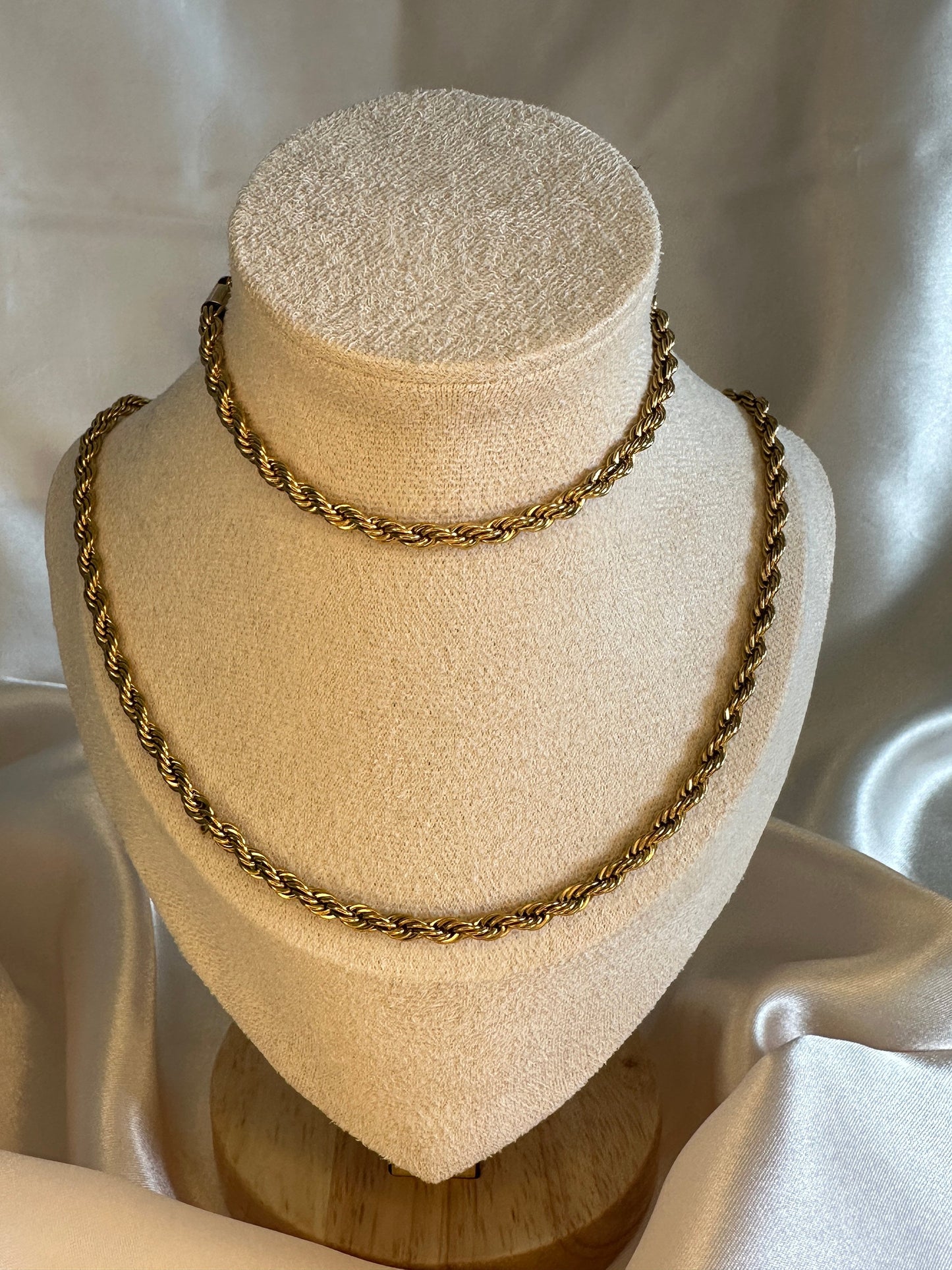 Gold Rope Chain Necklace: 18Ct PVD Plated Stainless Steel, 45cm