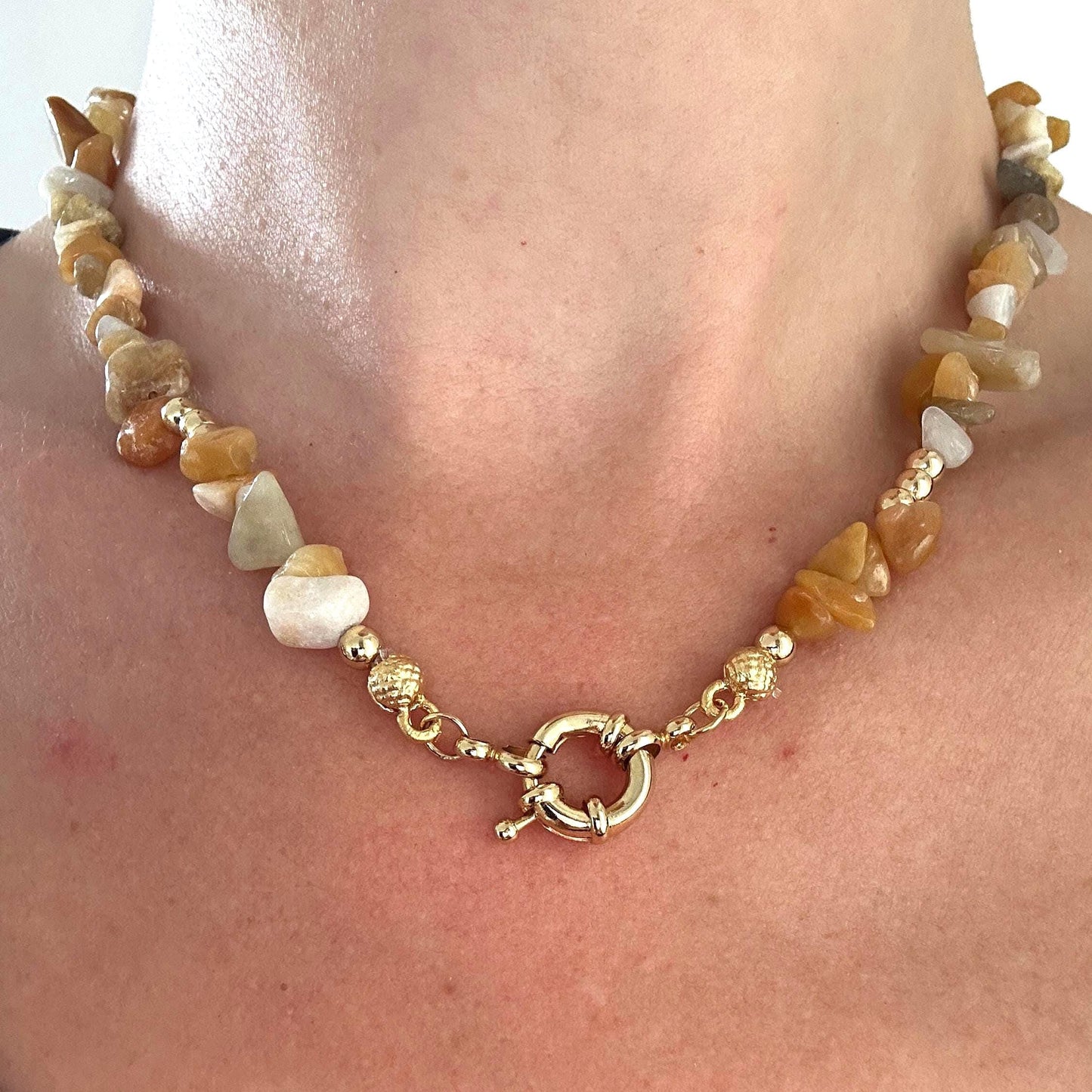 Pearl Necklace: Gold Lion Pendant, Upcycled Brass