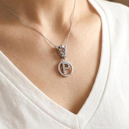 Sterling Silver P Letter Necklace - Custom Zircon Initial Jewelry for Her