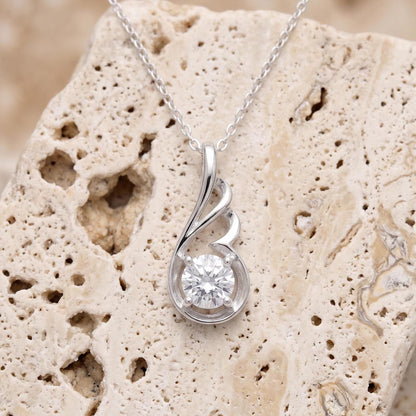 Angel Wing Necklace in Sterling Silver - April Birthstone Necklace -Gift For Her