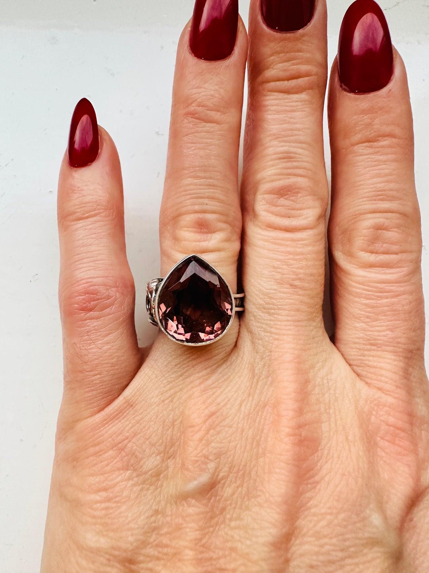 Zultanite Teardrop Ring: Color Changing Sterling Silver, Adjustable