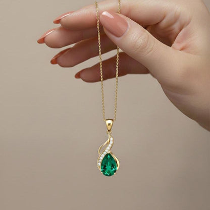 Emerald Teardrop Necklace – Gold Vermeil May Birthstone