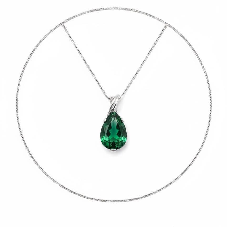 Dainty Emerald Necklace - May Birthstone Pendant