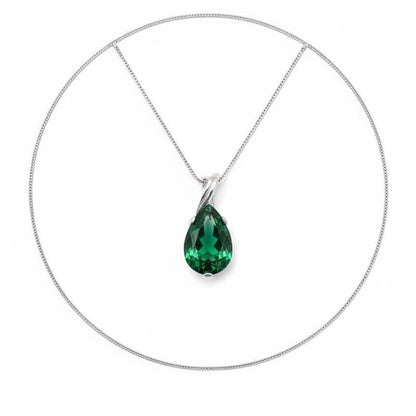Dainty Emerald Necklace - May Birthstone Pendant