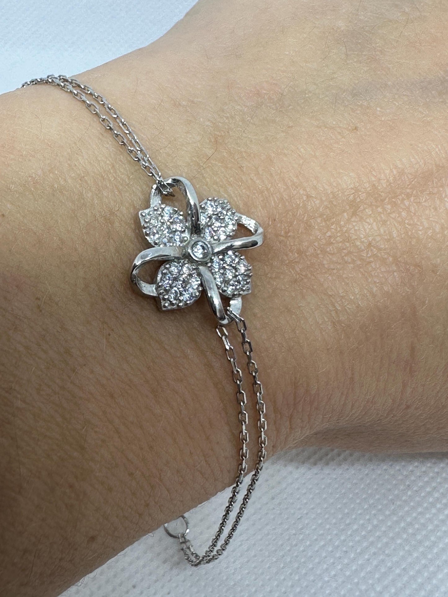 Sterling Silver Clover Bracelet -