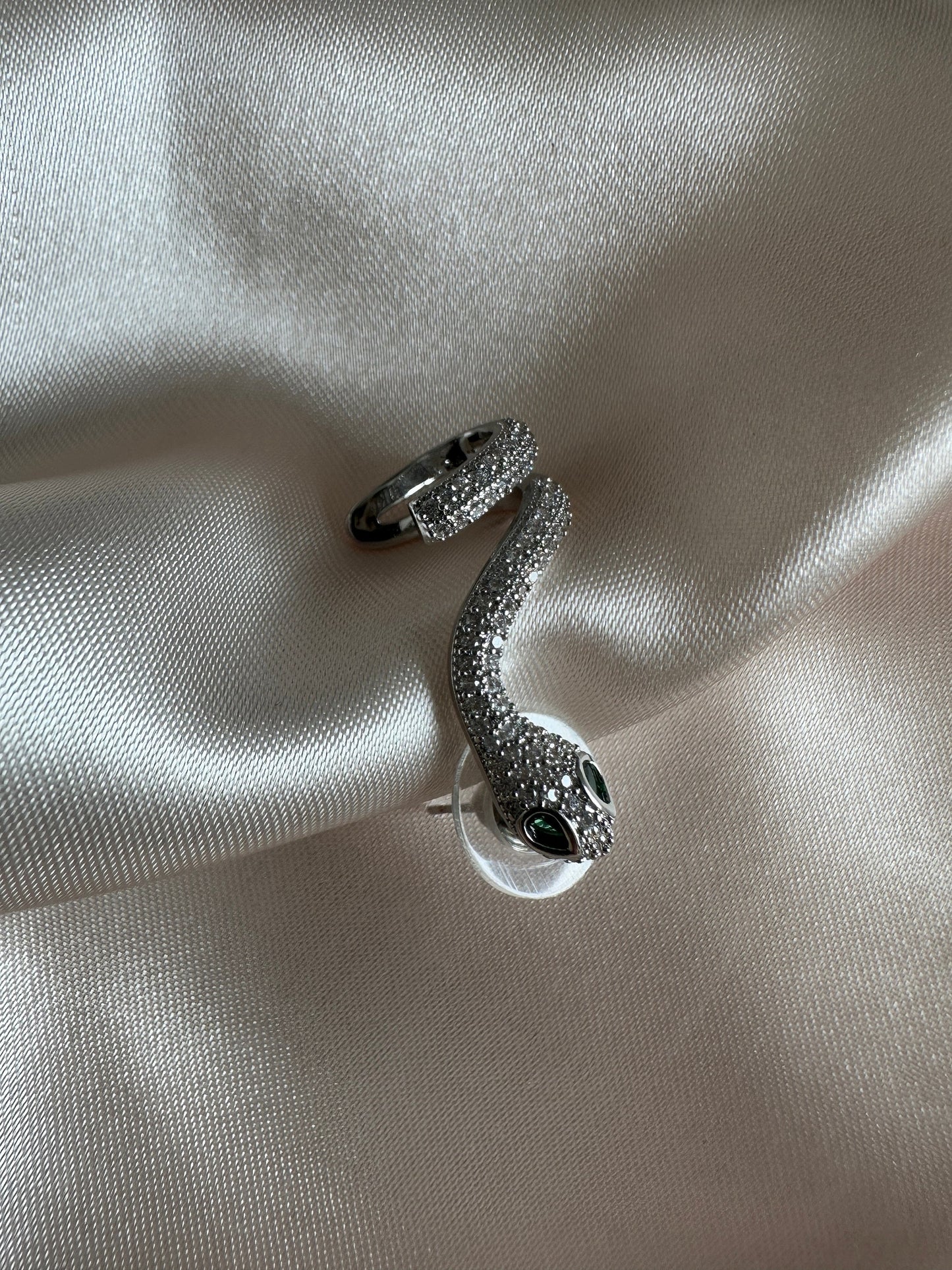 Silver Snake Stud Earring: Brass Serpent Single Earring