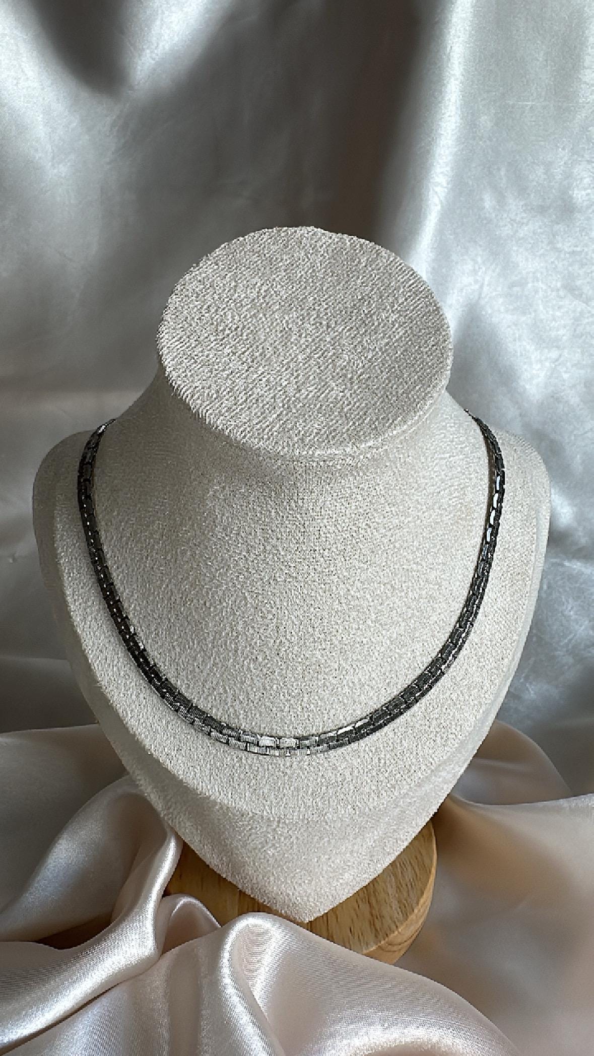Herringbone Silver Chain Necklace: Stainless Steel, Nickel Free