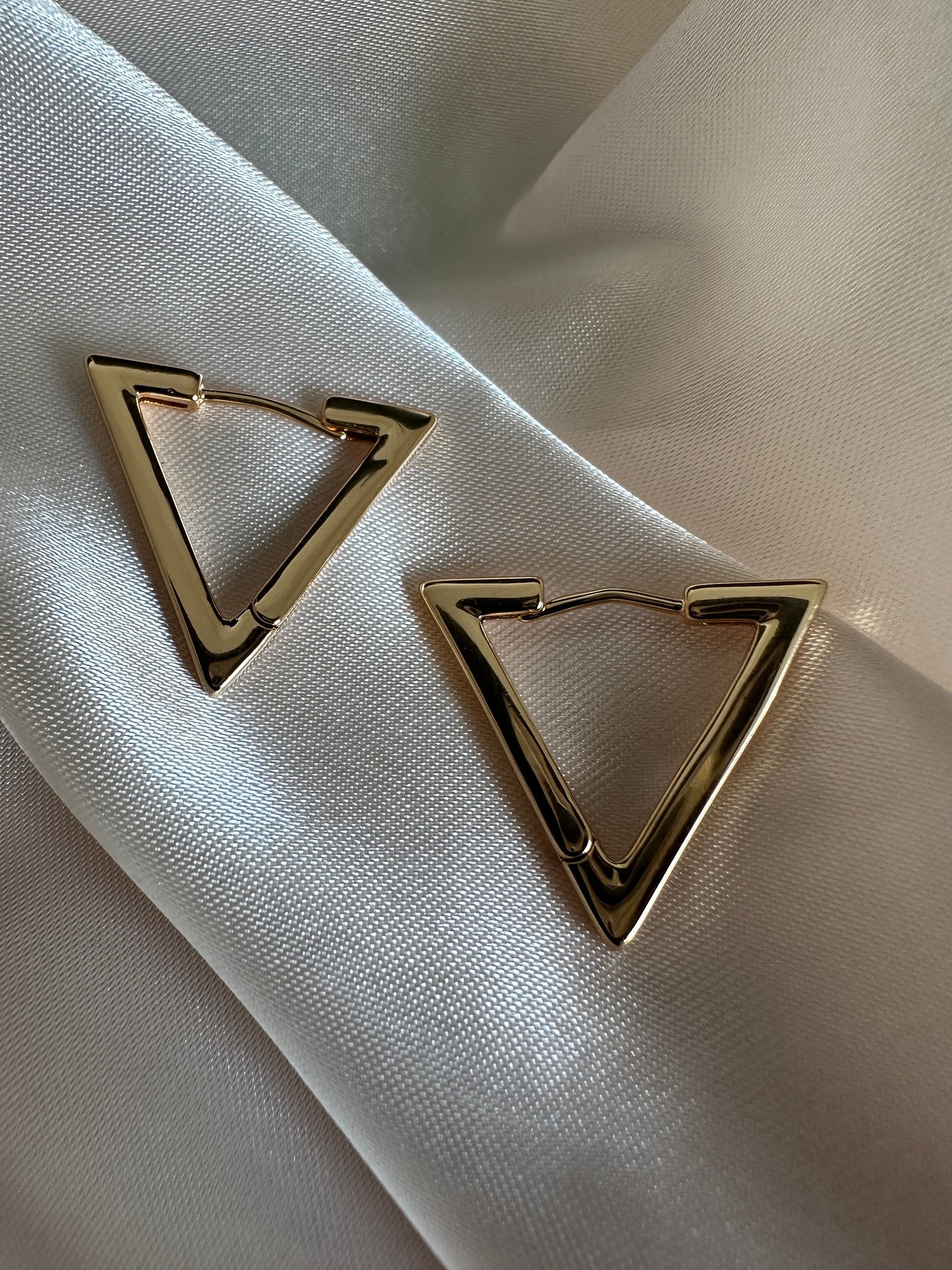 Gold Triangle Earrings - 18ct PVD Plated Brass- Upcycled