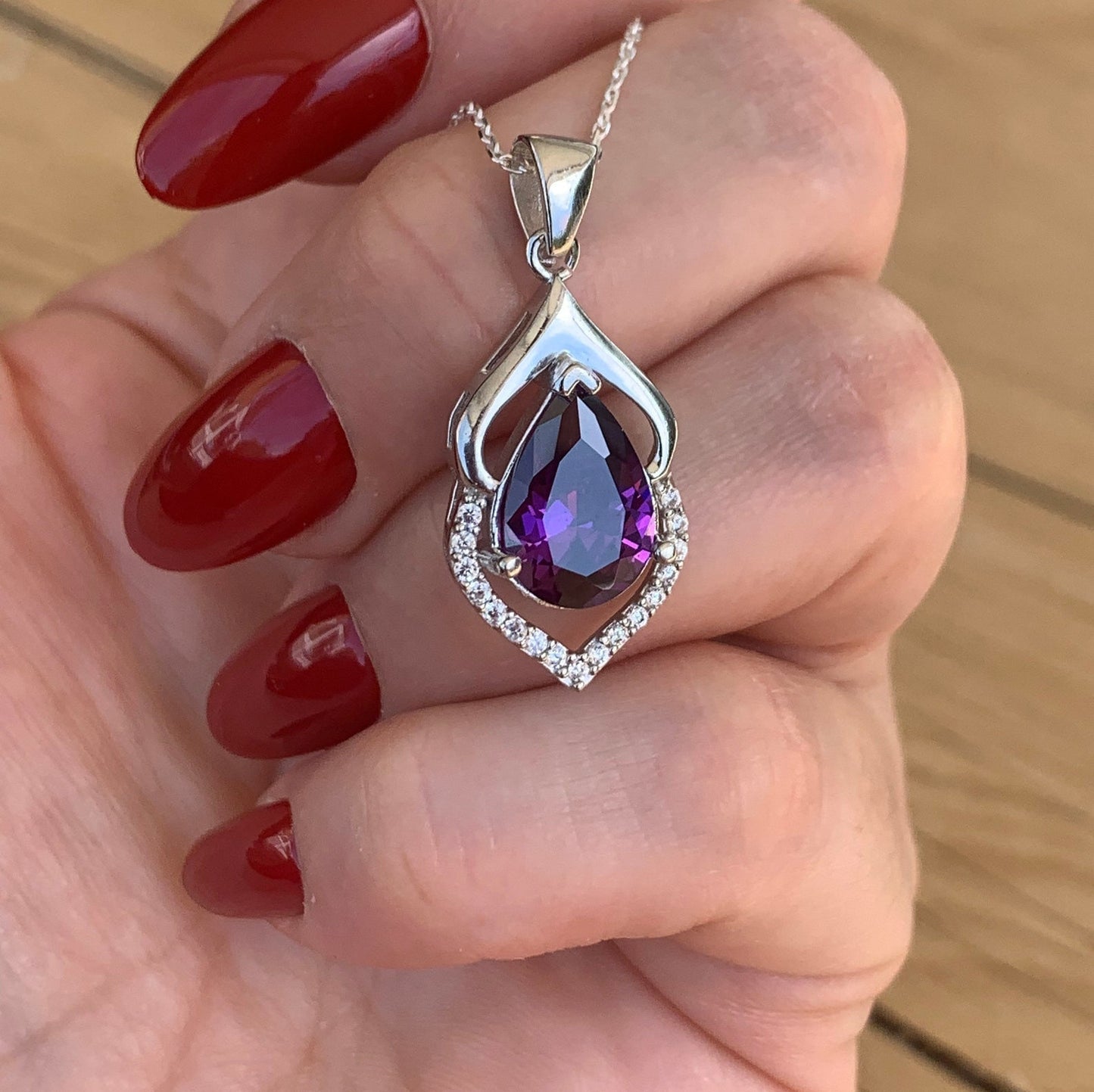 Aquamarine Pendant in Sterling Silver - March Birthstone Necklace -Gift For Her