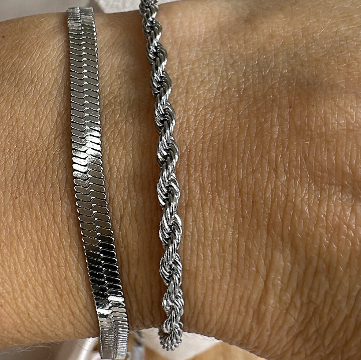 Rope Chain Bracelet: 316L Stainless Steel, Silver Finish