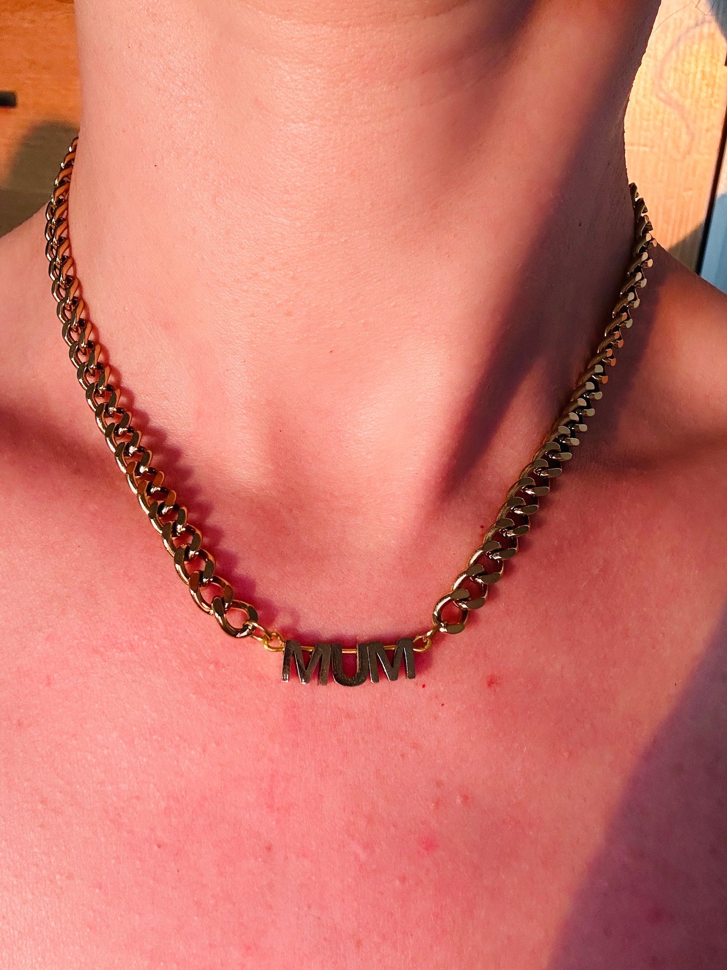 Personalized Gold Initial Necklace - Curb Chain