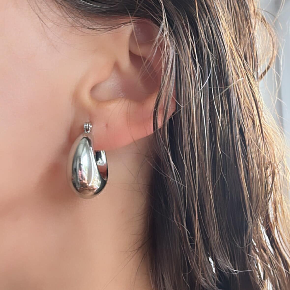 Silver Thick Hoop Earrings: Upcycled Brass, 2.5cm