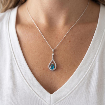 Aquamarine Sterling Silver Necklace-March Birthstone Pendant