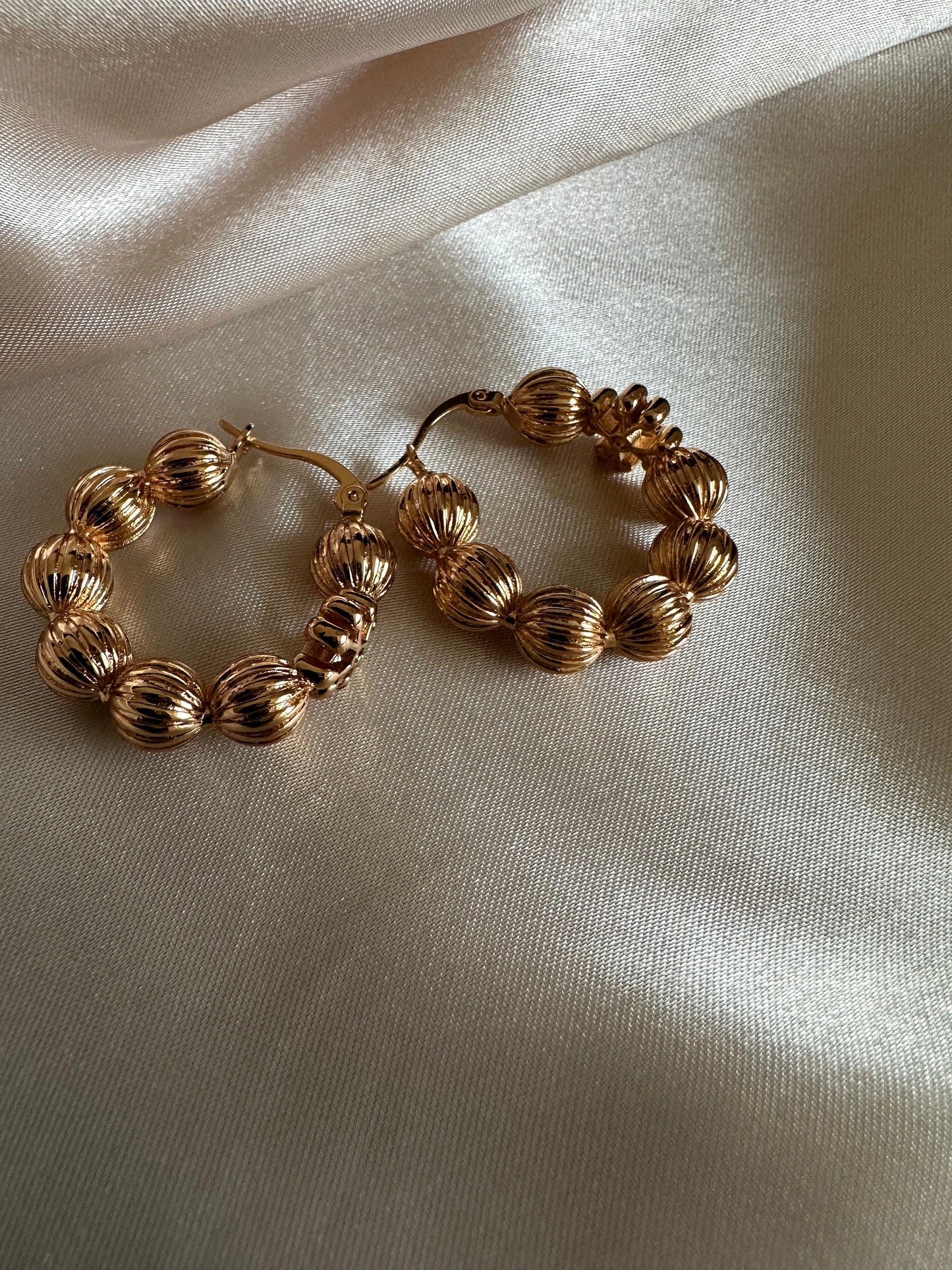 Claudine Gold Hoop Earrings: Beaded Design