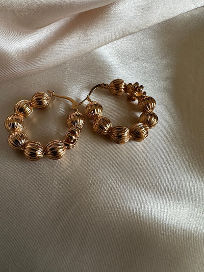 Claudine Gold Hoop Earrings: Beaded Design