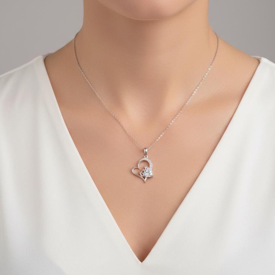 Heart-Shaped Zircon Pendant Necklace - Handmade with Love