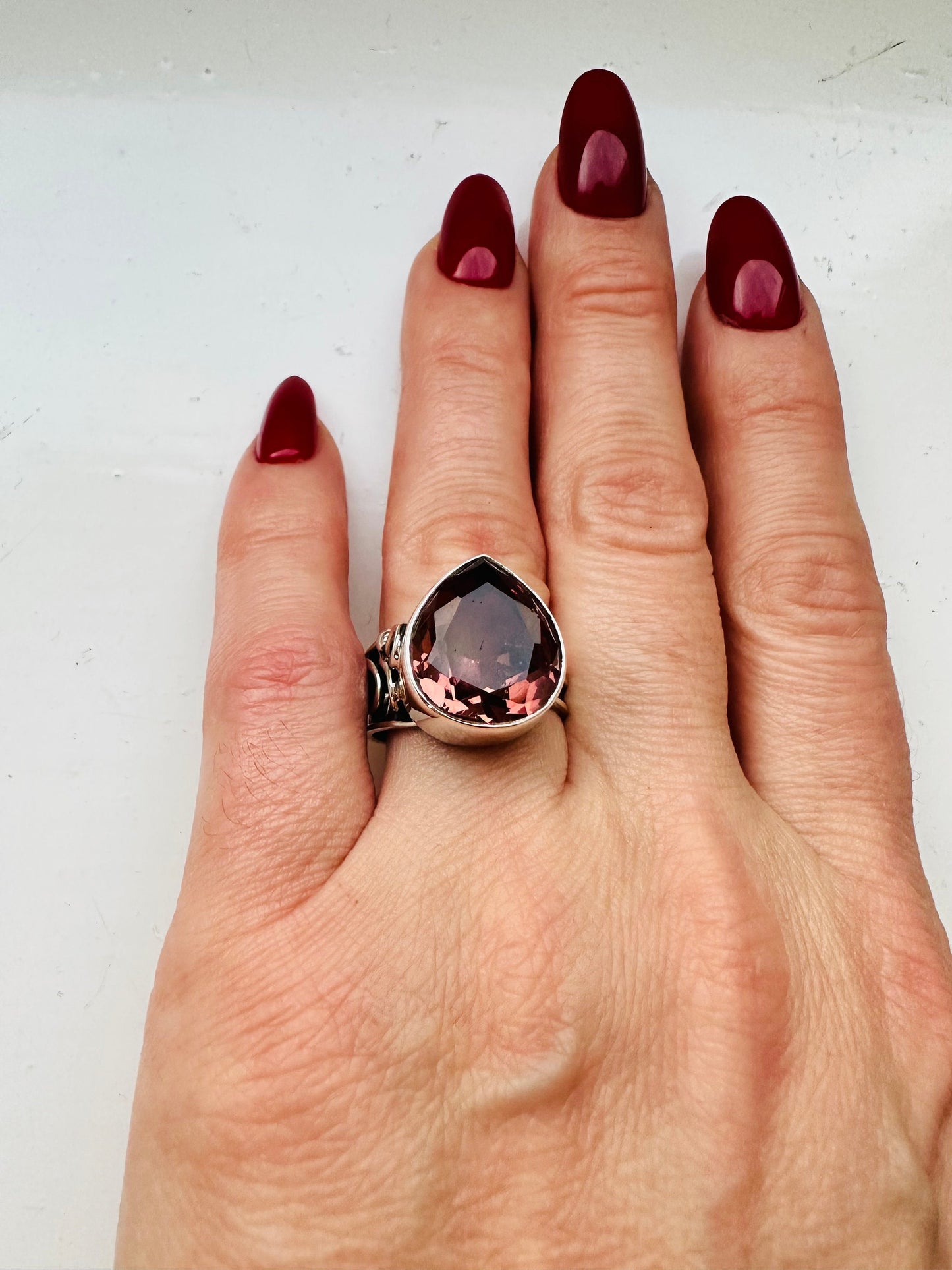 Zultanite Teardrop Ring: Color Changing Sterling Silver, Adjustable