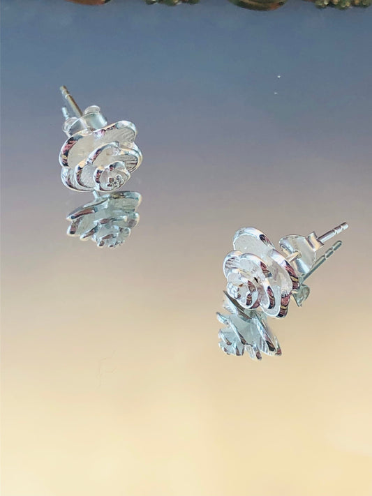 Dainty Sterling Silver Rose Earrings: Floral Blossom Jewelry