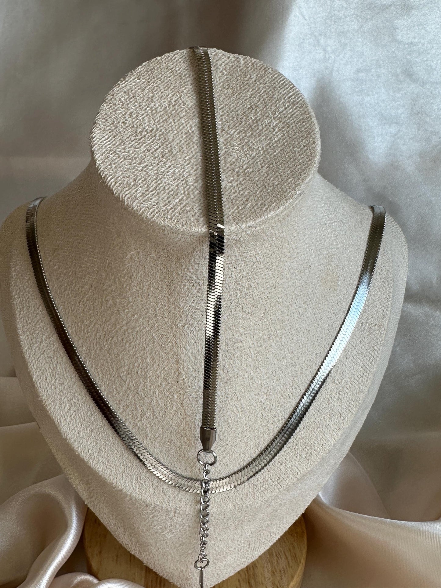 Herringbone Silver Chain Necklace: Stainless Steel, Nickel Free