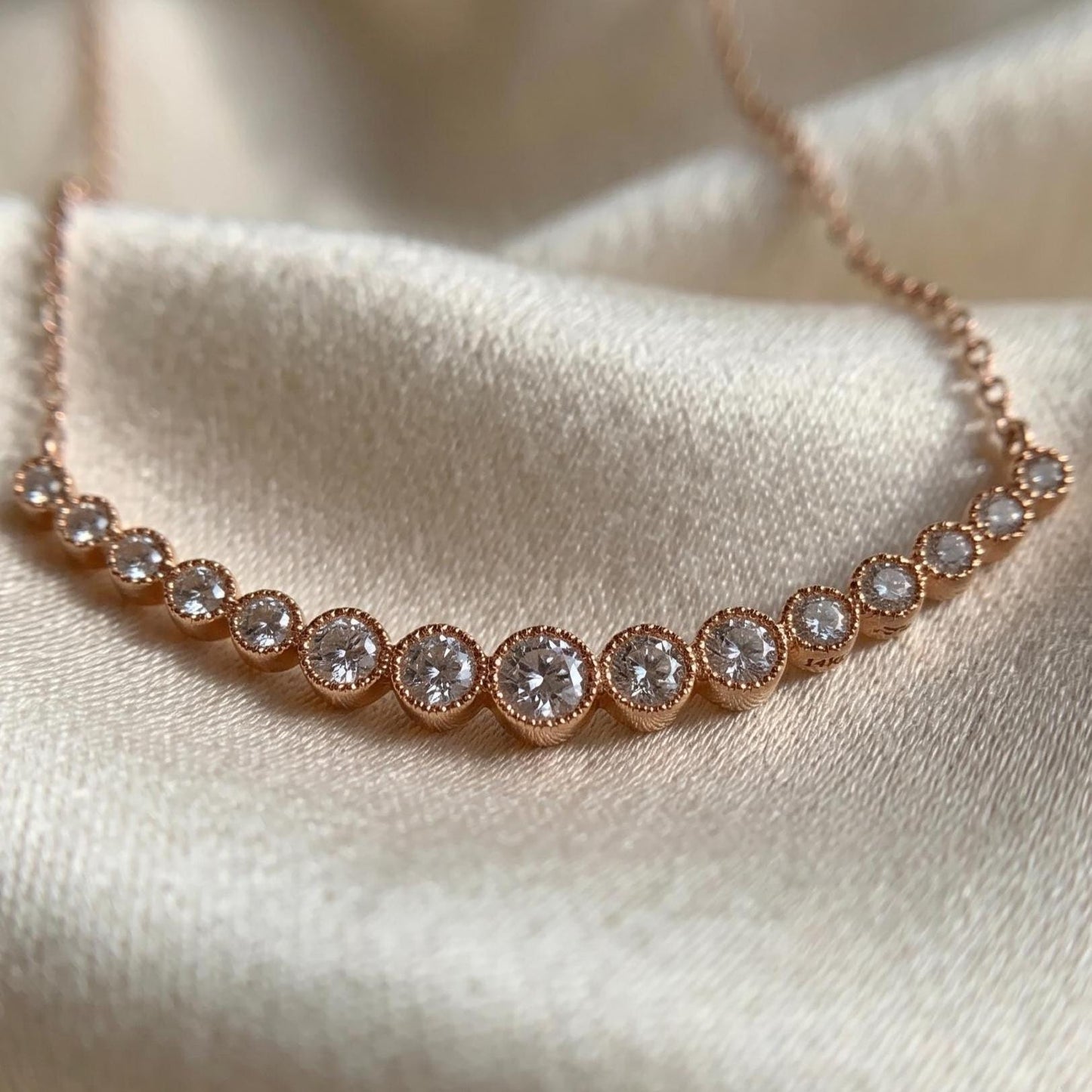 Rose Gold Waterway Necklace - Sterling Silver Zircon Pendant - Gift For Her