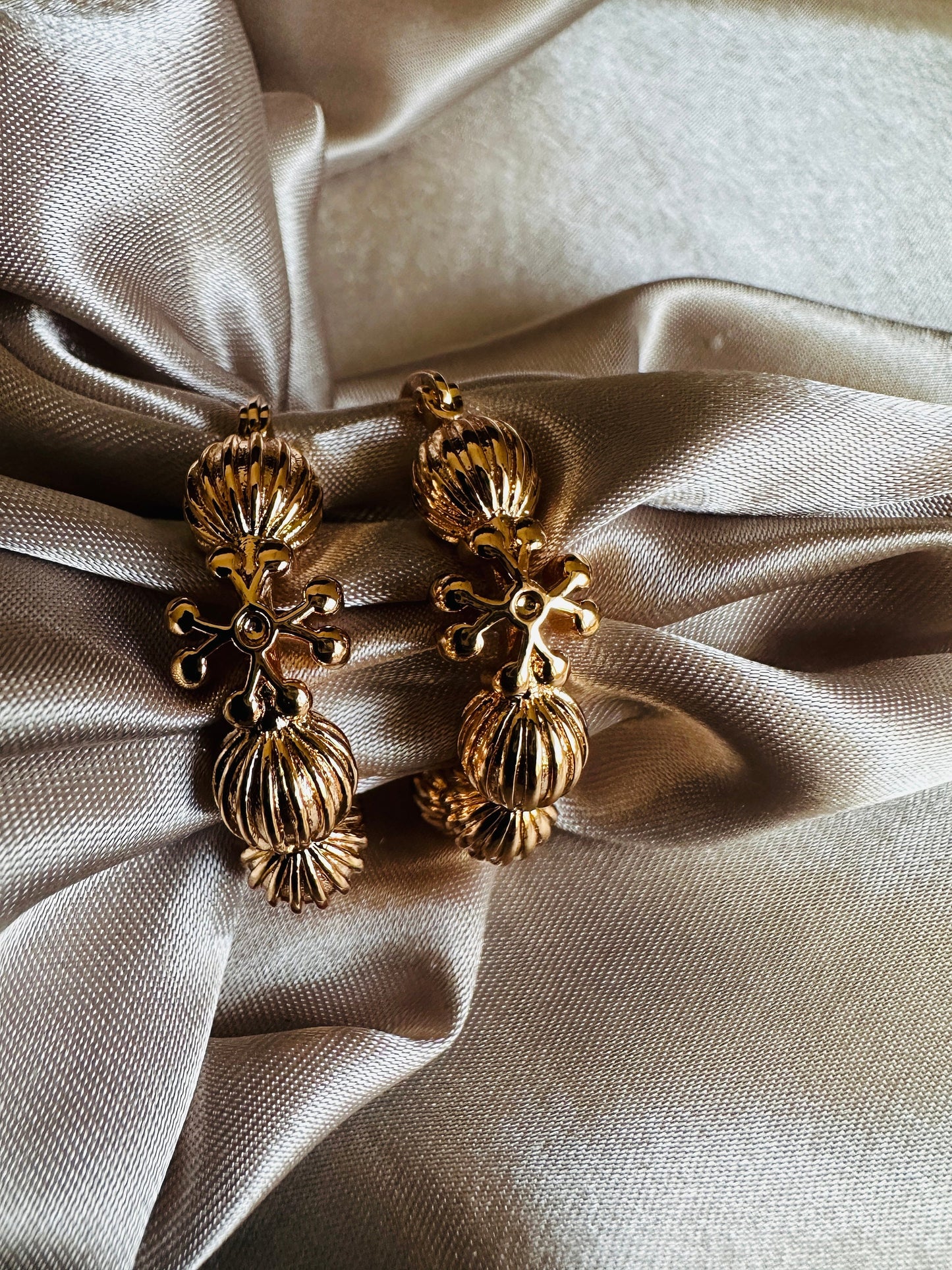 Claudine Gold Hoop Earrings: Beaded Design