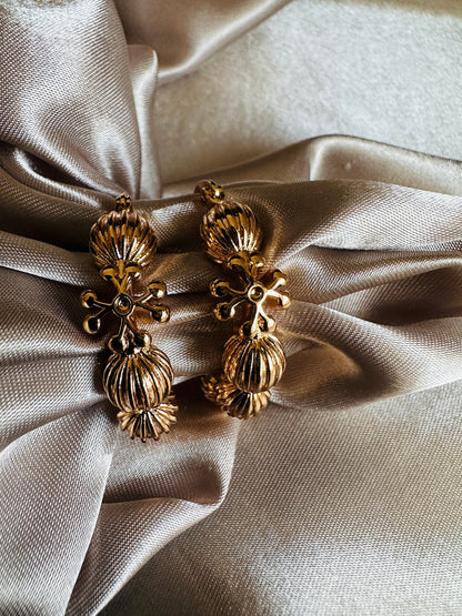 Claudine Gold Hoop Earrings: Beaded Design