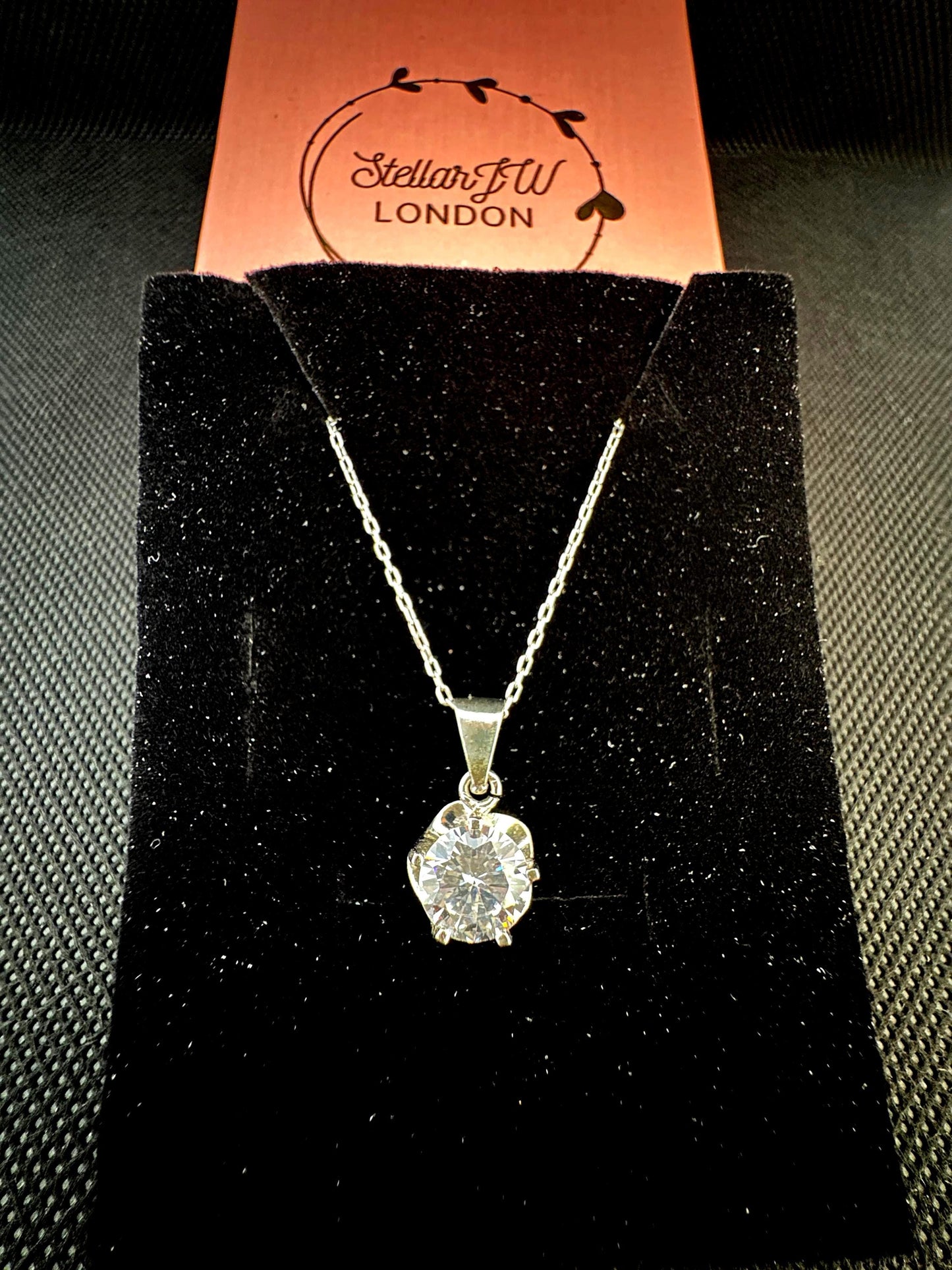 CZ Floral Pendant Necklace - Sterling Silver April Birthstone