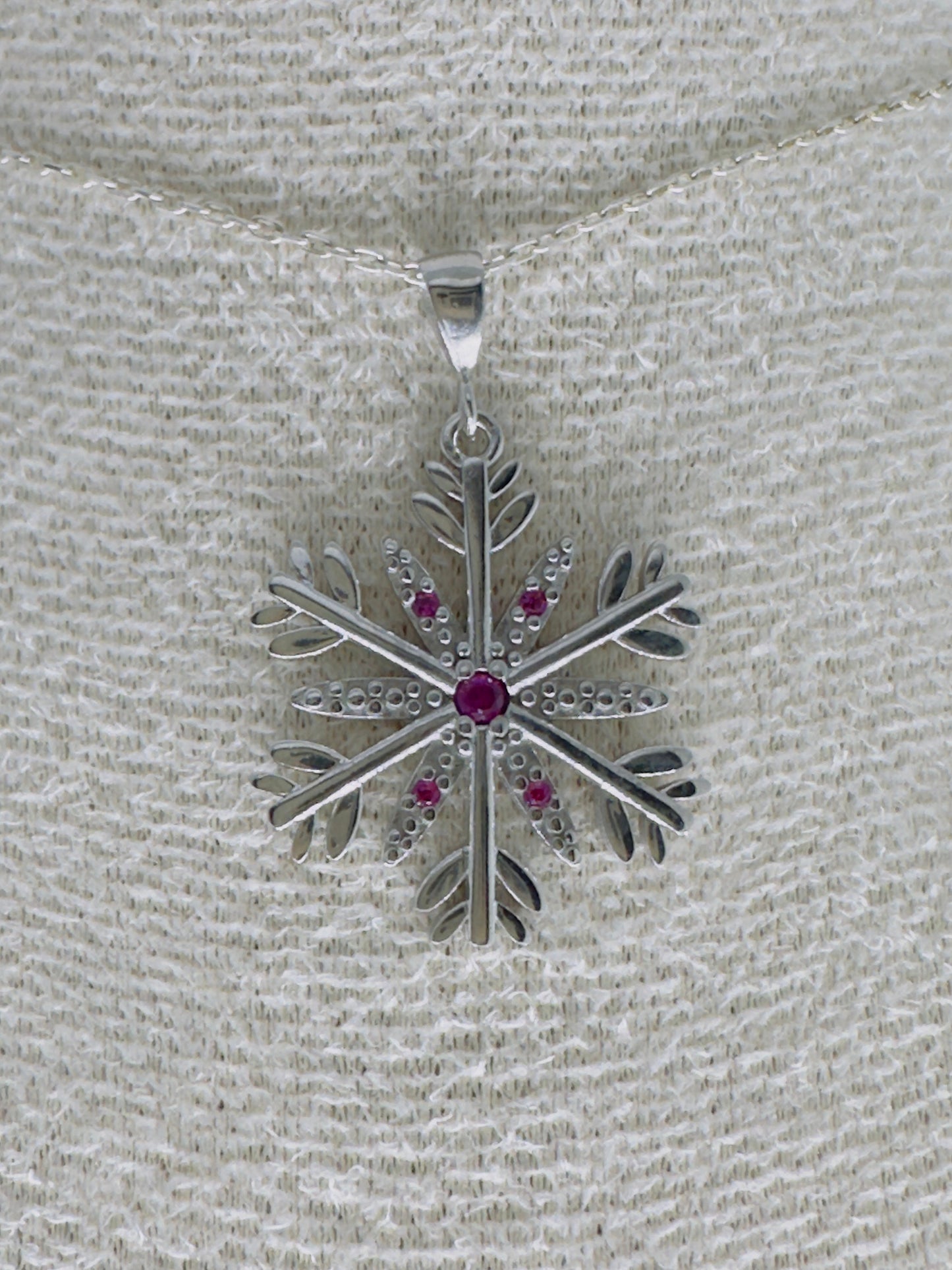 Sterling Silver Snowflake Necklace- Zircon Winter Pendant