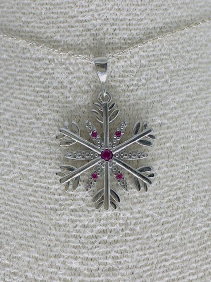 Sterling Silver Snowflake Necklace- Zircon Winter Pendant