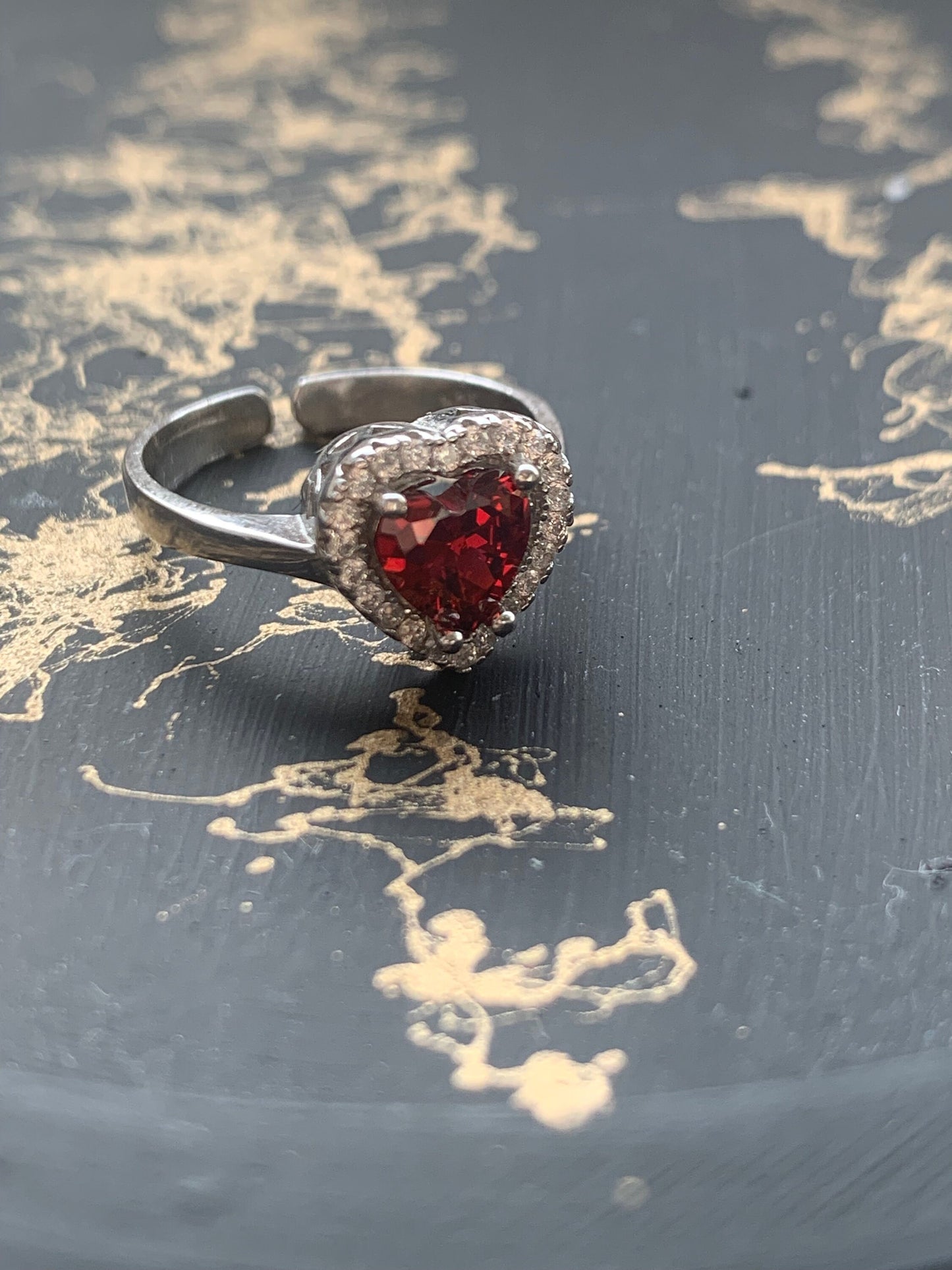 Sterling Silver Garnet Heart Ring - Handmade Adjustable Promise Ring for Christmas