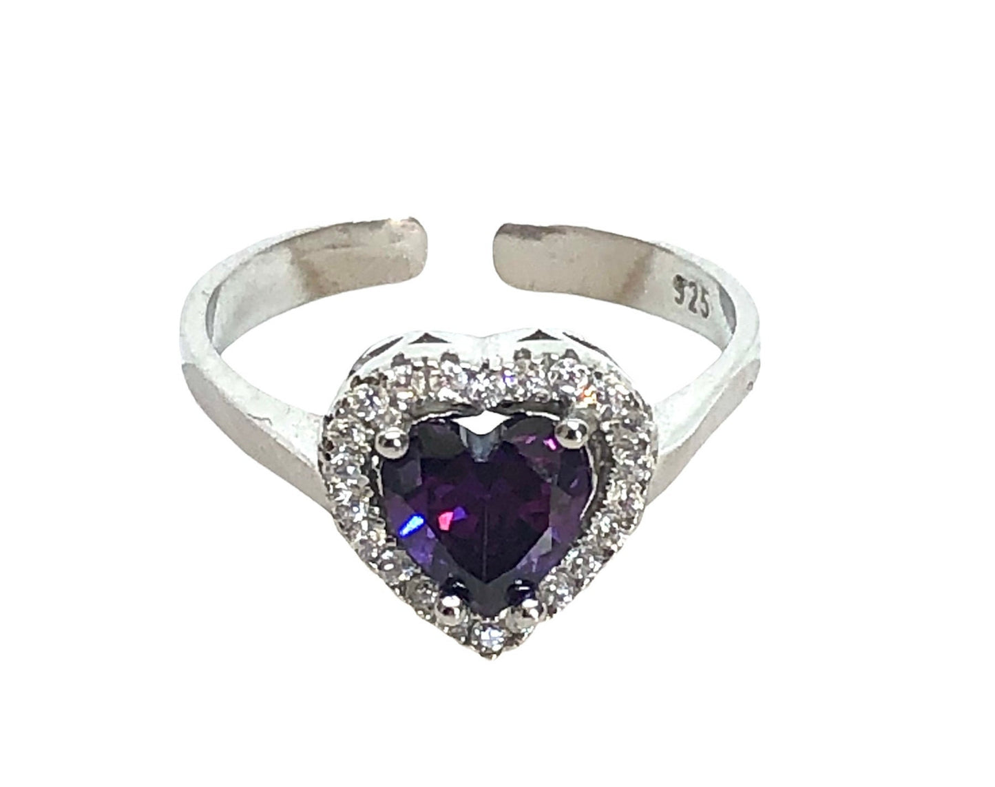 Amethyst Heart Ring - 925 Sterling Silver Promise Ring for Her