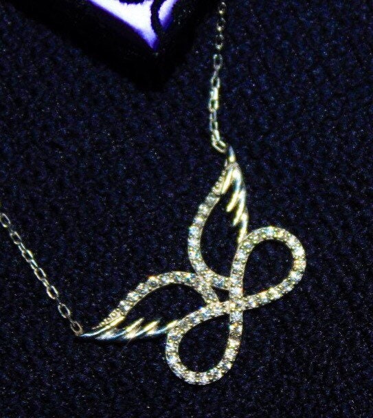 Angel Wing Infinity Necklace - Stunning Sterling Silver Eternity Pendant -