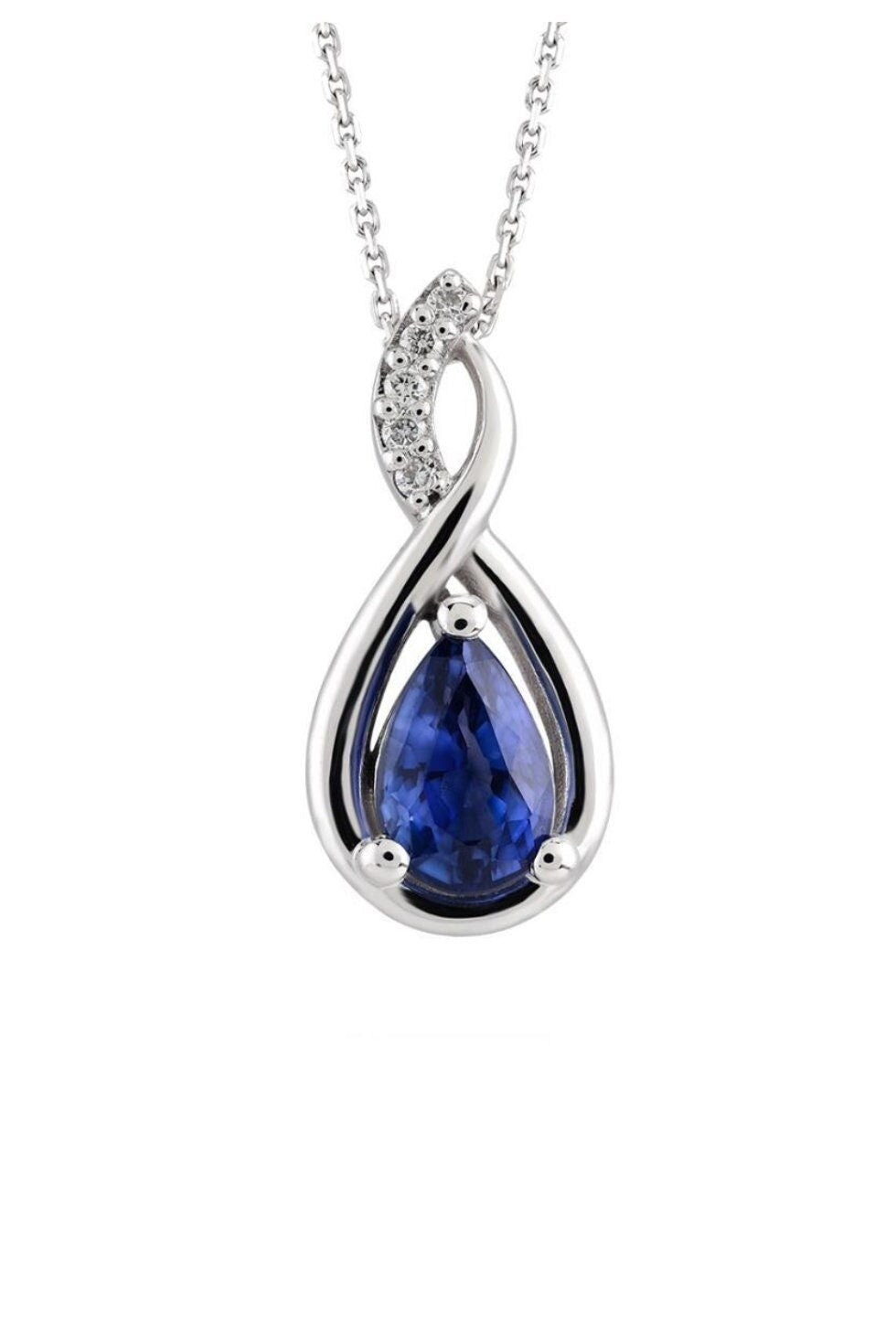 Royal Blue Sapphire Infinity Necklace -September Birthstone Pendant-925 Sterling Silver