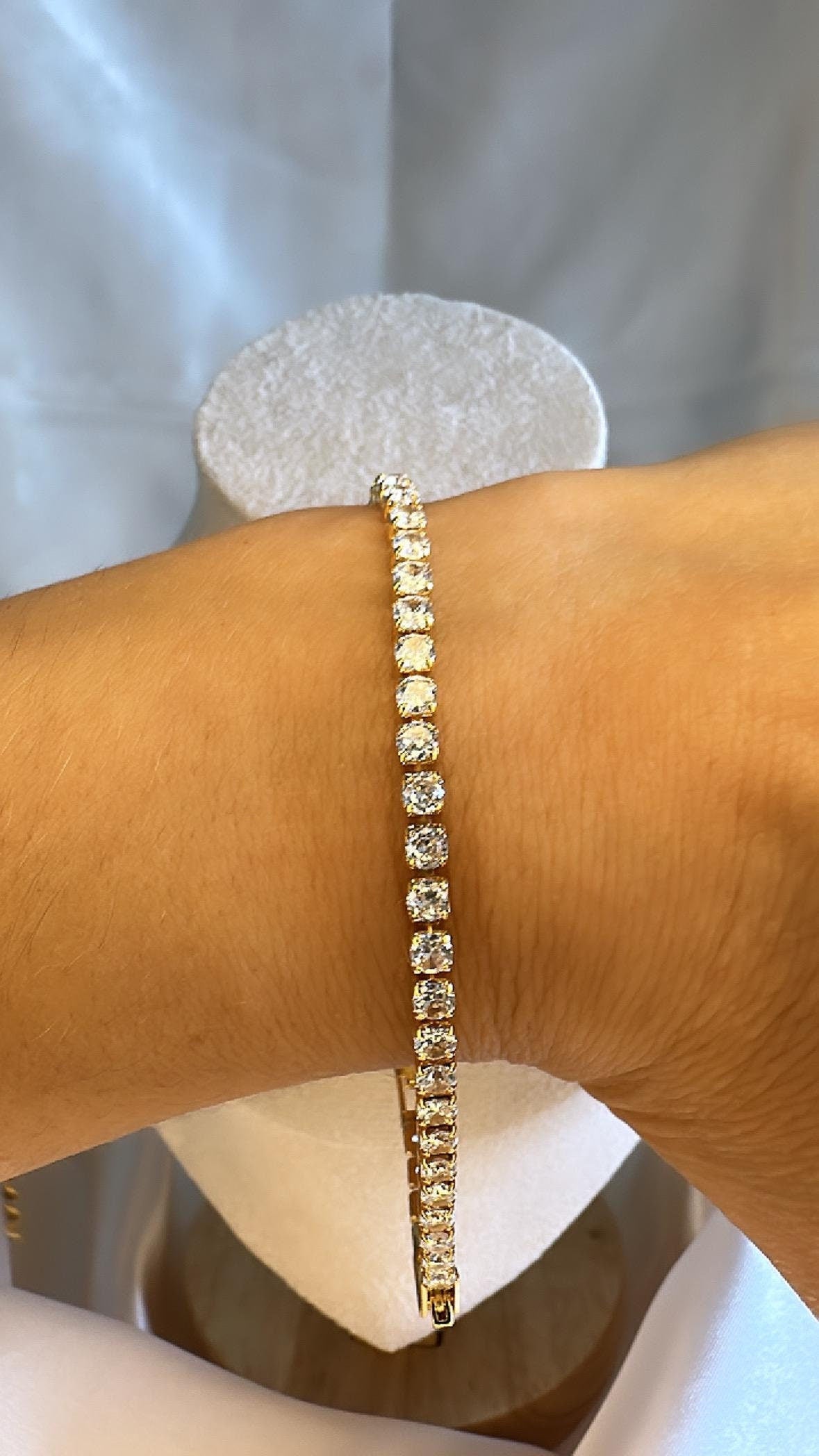 Dainty Gold Zircon Tennis Bracelet - 18Ct PVD Gold