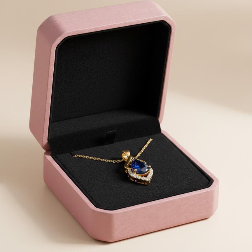 Royal Blue Gold Vermeil Sapphire Pendant -September Birthstone Necklace