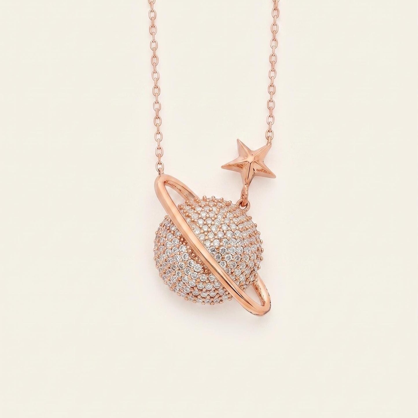 Saturn Planet Necklace Set in Sterling Silver - Celestial Jewelry- Gift for Her