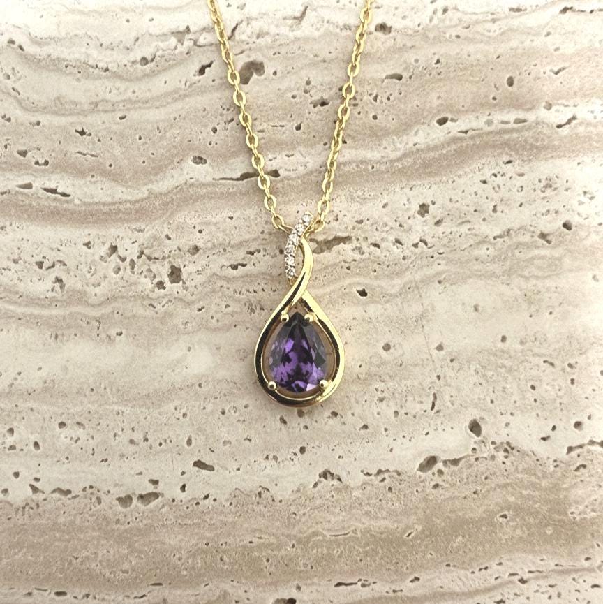 Gold Vermeil Amethyst Infinity Necklace -February Birthstone Pendant